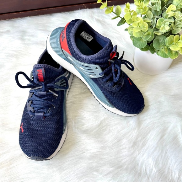 Puma Pacer Future Lace Up Sneakers Youth Boys Size 4.5C Navy Red - Picture 10 of 11